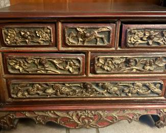 Possible antique Asian partial gilt wooden box