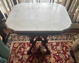 White marble top side table