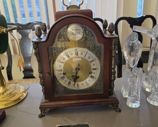 Beautiful, Vintage Mantle Clock with Key and Chimes - Chimes work, but the piece needs service to move the hands.
