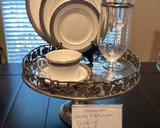 Wedgewood, China, and Mikasa glassware with Silver Trim