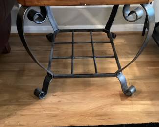 Side table with tile top and metal bottom