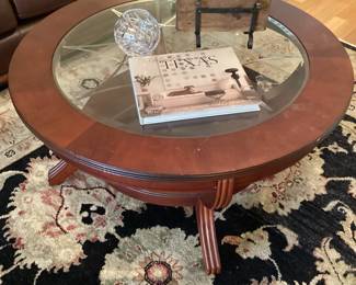 EtchedGlass top Coffee table with casters