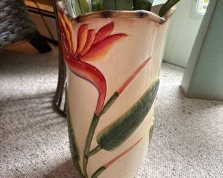 Pacific Rim Pottery Tropical Bird of Paradise vase