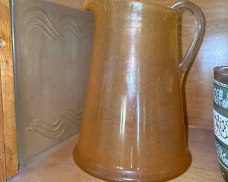 vintage hand blown glass martini pitcher