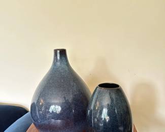 vintage Bulbous Blue Aqua Art Glass Vase