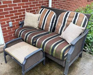 Outdoor Wicker Couch with Cushions