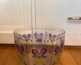 Orrefors Violet Hand Painted Crystal Bowl