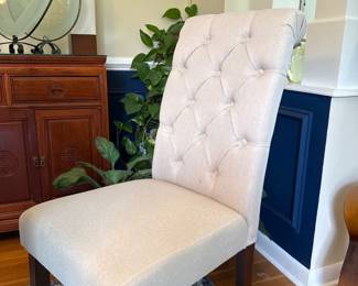 Upholstered button tufted dining chair
