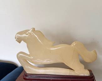 Old Chinese yellow jade carved Feng Shui lucky animal horse