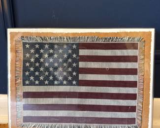 framed fringed american flag