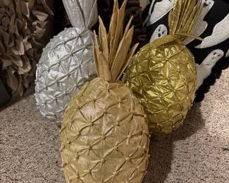 decorative pineapples silver gold and rose