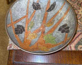 Vintage Cloisonne enamel brass bowl