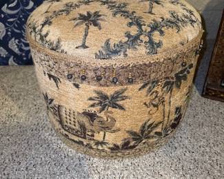 Tapestry Upholstered Storage Ottoman