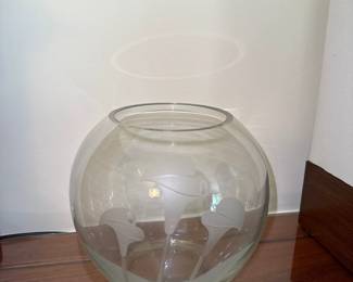 Mikasa crystal clear bowl with frosted etched lotus flower