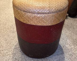 Woven tri color Storage ottoman
