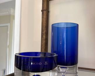 Krosno cobalt blue and clear Poland Art Glass ashtray