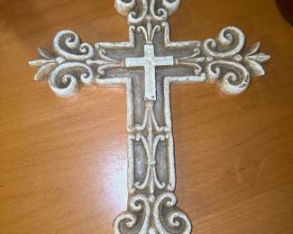 vintage ornate cast iron wall cross patina finish rustic decor