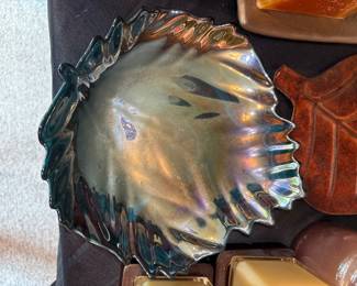 Vintage Black Yalos Casa Murano Glass Italy Leaf Platter