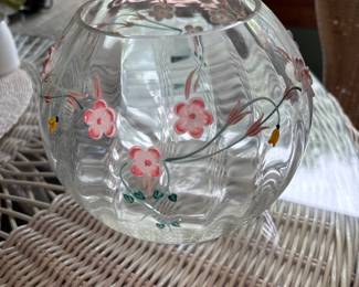 Handpainted Floral Crystal Bowl