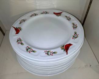 Gibson Winter Bird Holly Dinner Plates