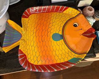 brightly colored fish shaped platter