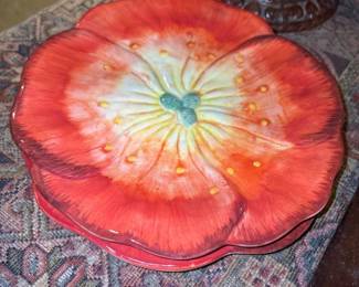 Maxcera Red Poppy Decorative Plates