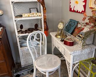 Wicker Desk, Cabinet, Shelf