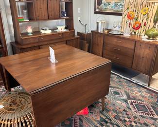MCM Broyhill Saga Series pieces including table plus Lobster End Table / Ottoman