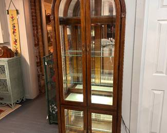 Arch Top Glass Curio Cabinet - antique