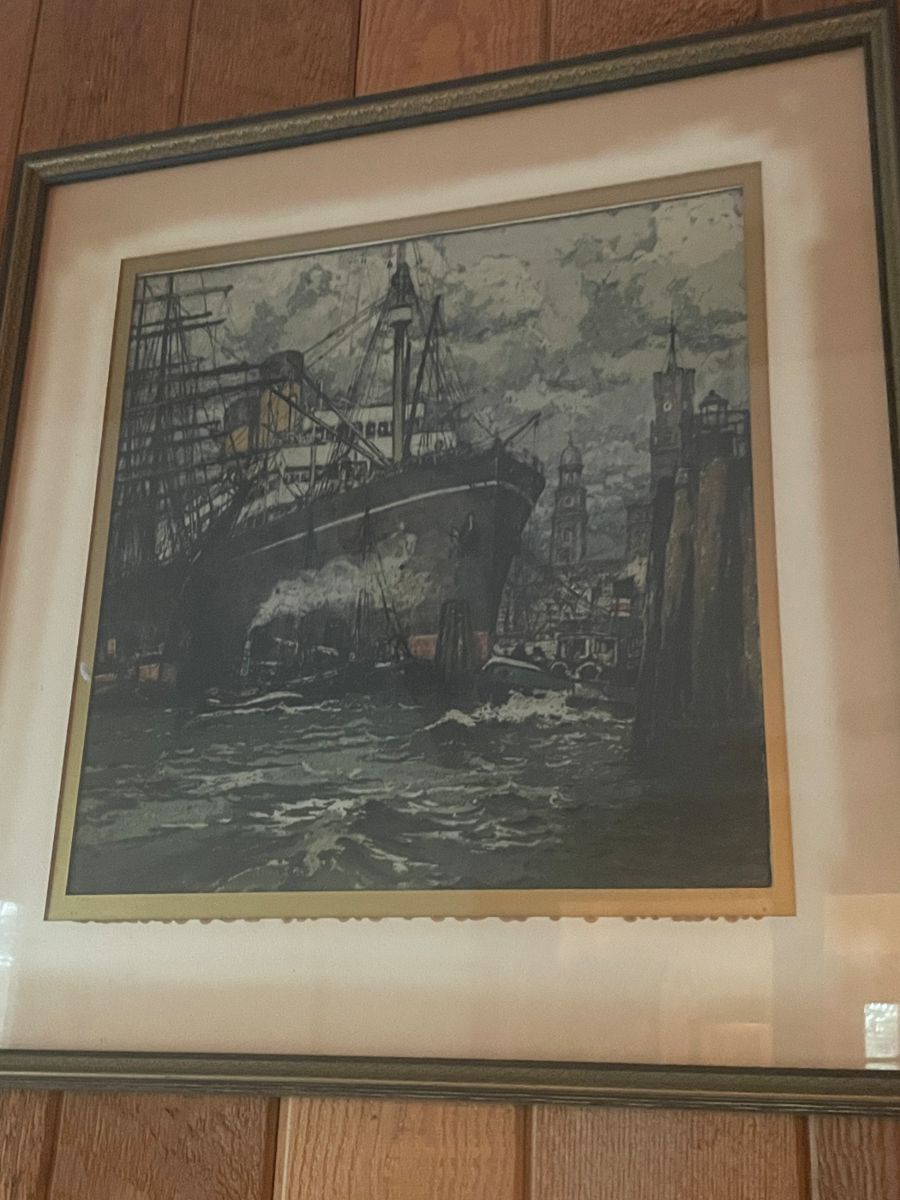 vintage framed ship print
