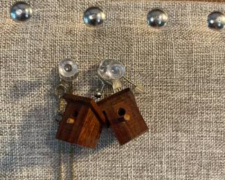 bird house wood earrings that go with the wood necklace unique for sure !!