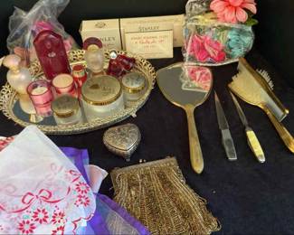 Collectible Vanity Items And Handkerchiefs