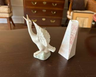 Lladro swan, Wedgewood Strata mini vase