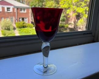 x12 red goblet glasses, new in box