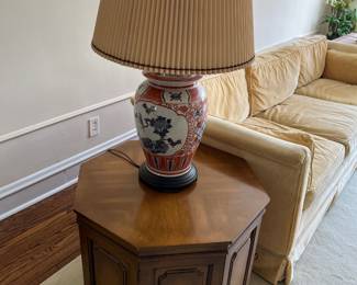 MCM octagon drum side table with storage