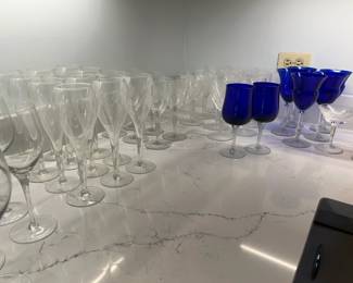 Glassware, wine and champagne glasses