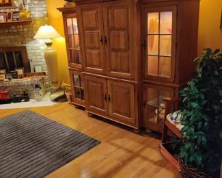 Television cabinet with glass display hutch attached