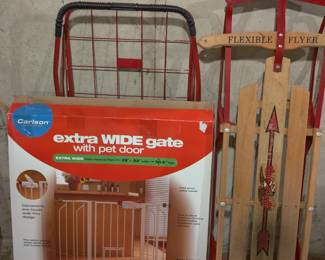 vintage sled, heavy duty pet gate