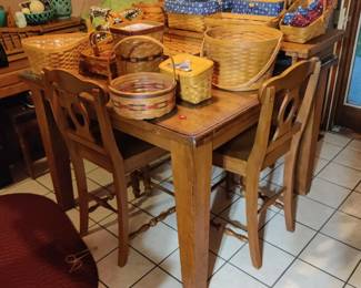 quality hardwood dining table and chairs, Longaberger basket collection