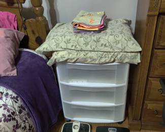 bathroom scale and rolling cart