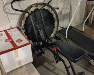 exercise bike and small trampoline