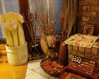 Five gallon Western Stoneware crock, floor vases with branches