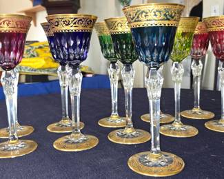 St Louis Stella Gold - color cut to clear glass set
