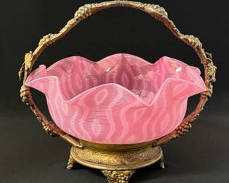 Pink Opalescent Brides Basket