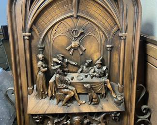 Vintage French Pub Inn Faux Wood Carving Reproduction Wall Decor.