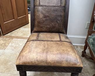Rustic Leather Dining Chairs (Set of 6)