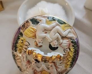 Vintage hand painted powder