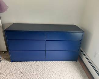 Navy blue formica dresser. Available for pre-sale.