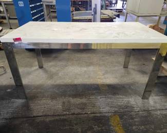 Industrial Stainless Steel Table with White Top