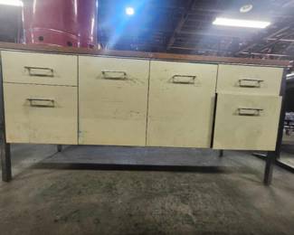 Metal Office Credenza with Wood Top